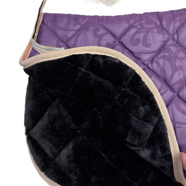 HS#0039 Purple Saddle Pad Faux Fur Lined
