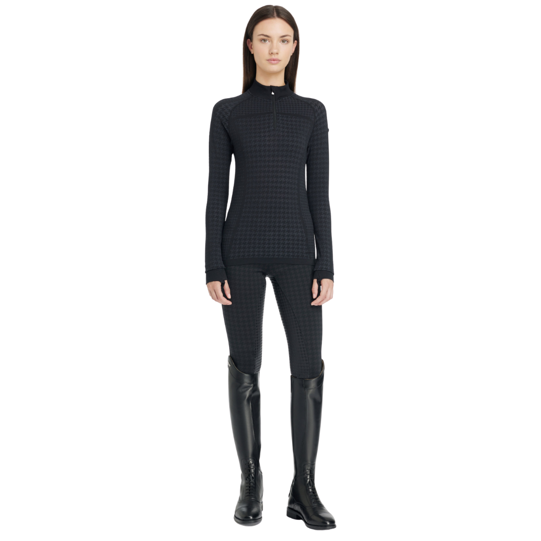 Lemieux Aspen Houndstooth Quarter Zip Top