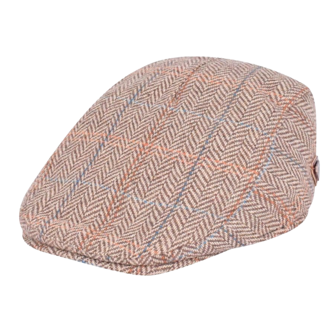 Herringbone Flat Hat - brown
