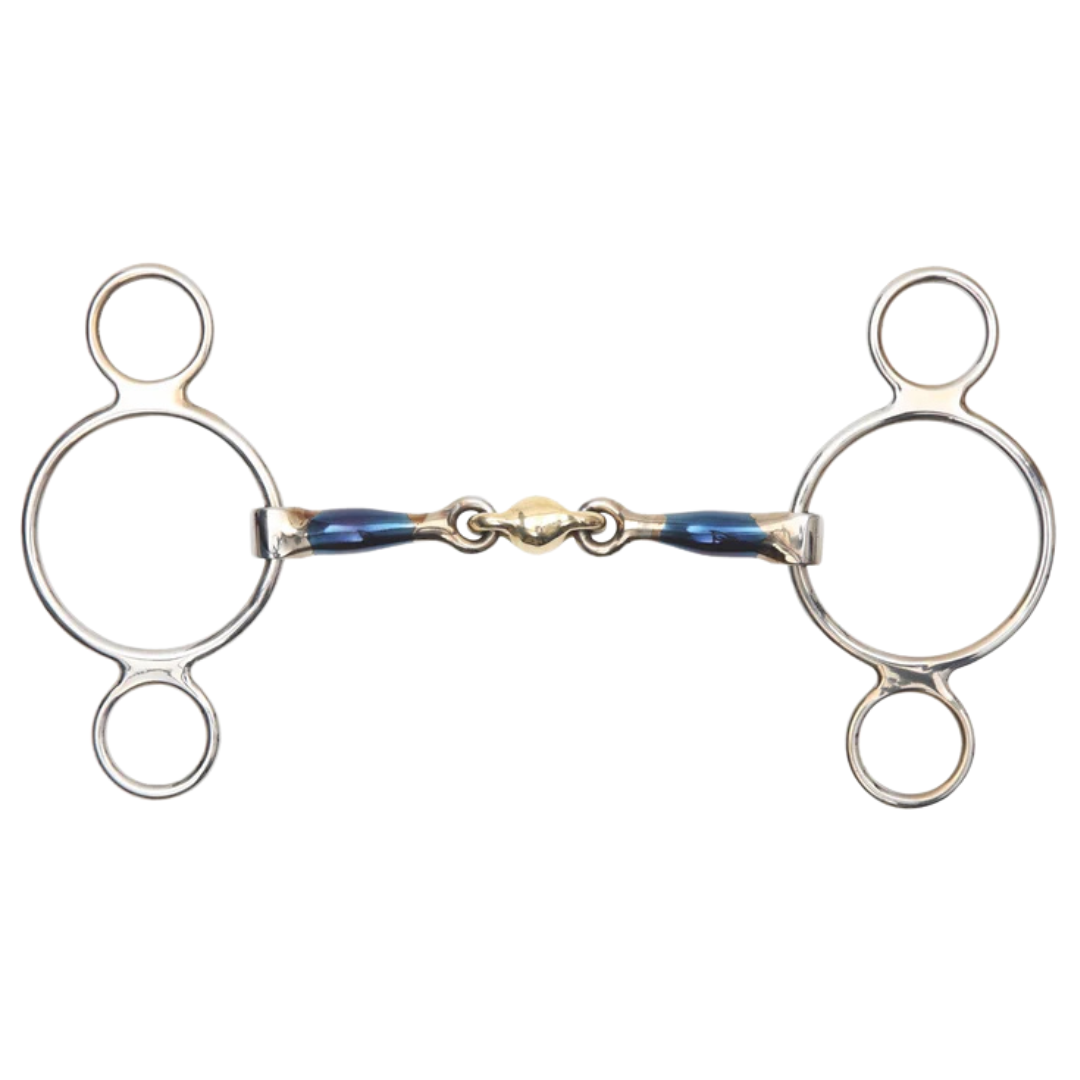 5212 Shires Blue Sweet Iron Two Ring Gag With Lozenge