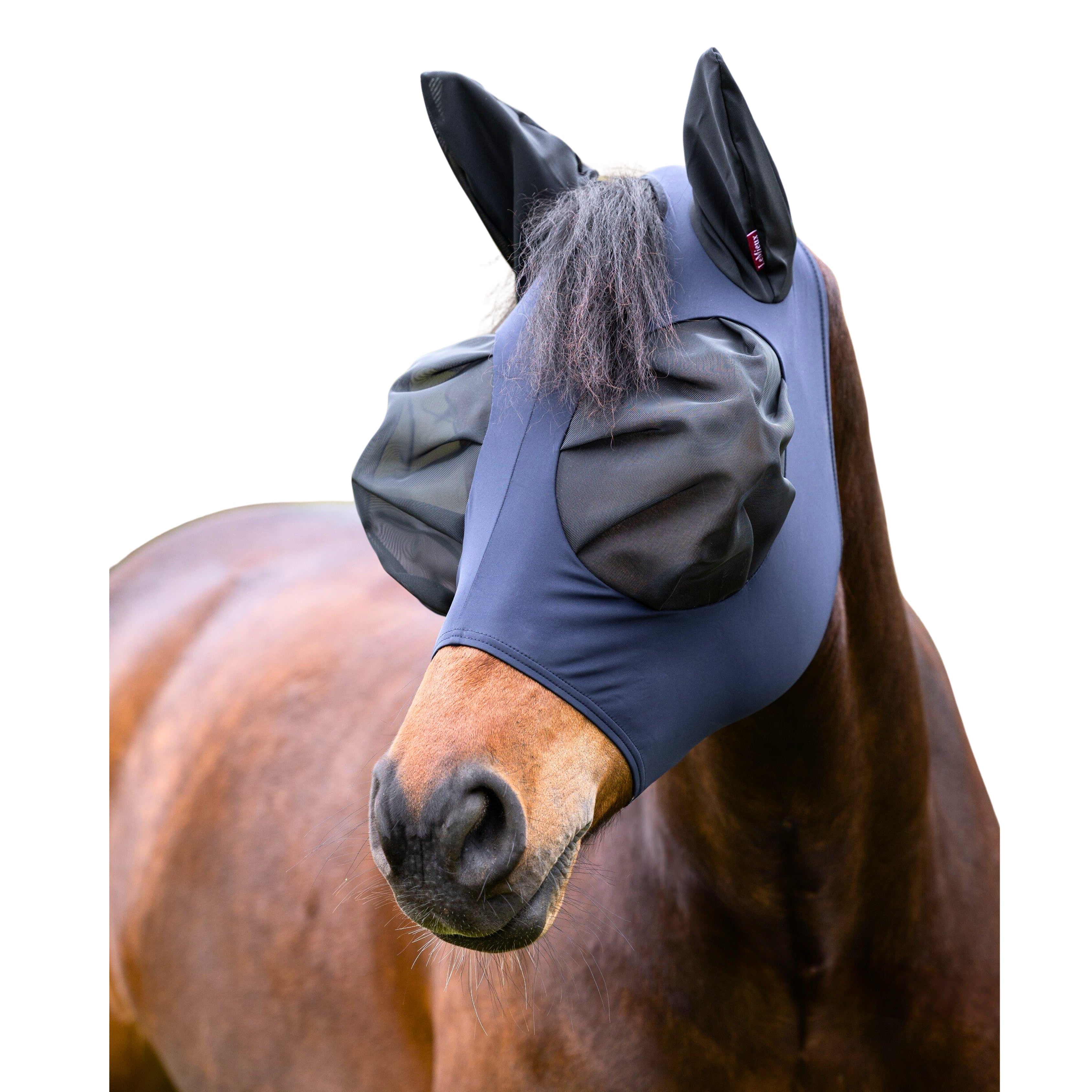 Lemieux Bug Relief Half Mask Fly Mask For Horses – Navy, Stretch Lycra Anatomic Design