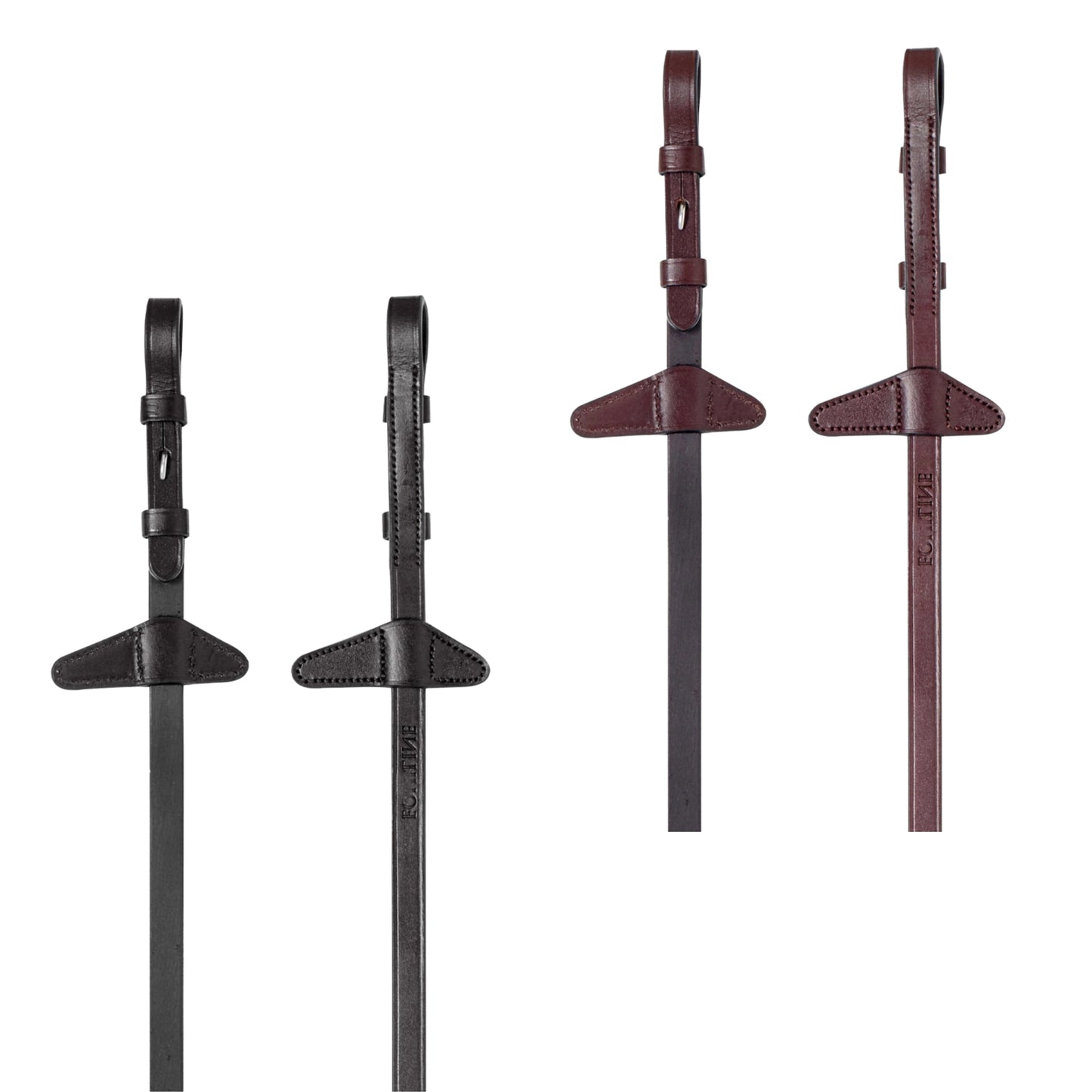 Equiline Rubber Leather Reins With Stoppers