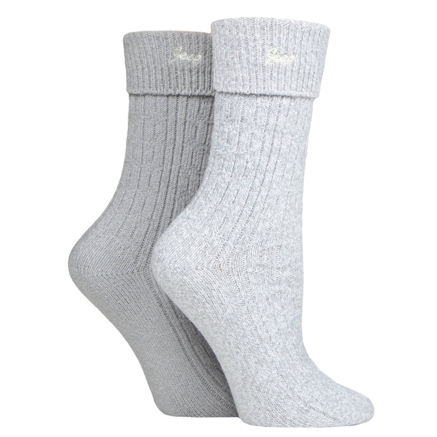Jeep Womens Super Soft Turn Over Top Boot Socks 2-Pair