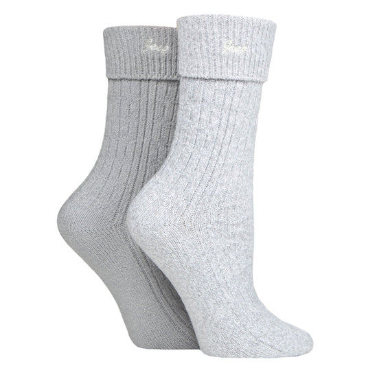 Jeep Womens Super Soft Turn Over Top Boot Socks 2-Pair