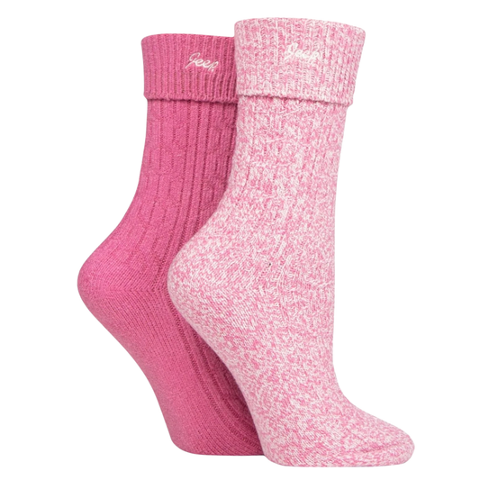 Jeep Womens Super Soft Turn Over Top Boot Socks 2-Pair