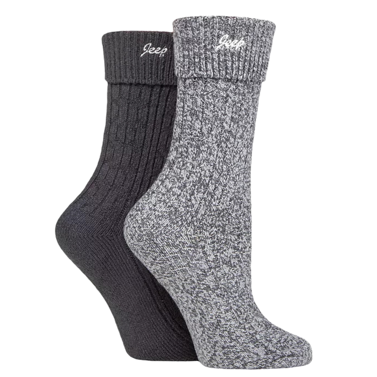 Jeep Womens Super Soft Turn Over Top Boot Socks 2-Pair