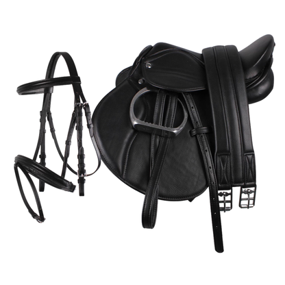 QHP Complete saddle set - Small pony -Black