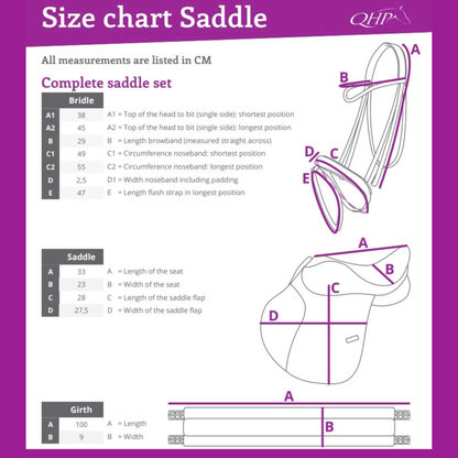 QHP Complete saddle set - Small pony -Black