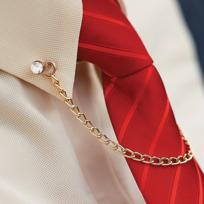 Equetech Crystal Showing Collar Pin and Chain - Gold/Silver Crystal