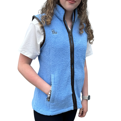 New Holmestead Sky Blue & Cream Teddy Gilet-Women's