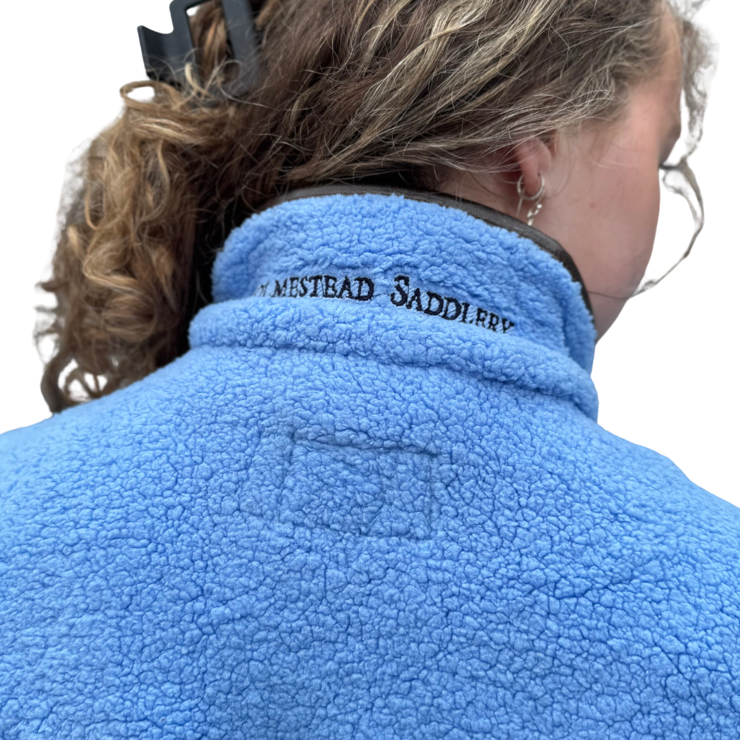 New Holmestead Sky Blue & Cream Teddy Gilet-Women's