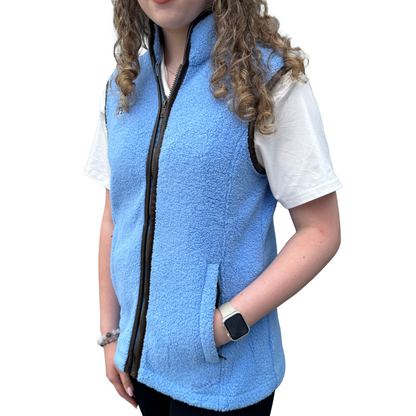 New Holmestead Sky Blue & Cream Teddy Gilet-Women's