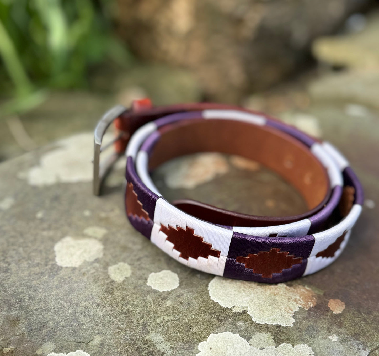 HS#0032 Polo Belt 110cm Purple/White