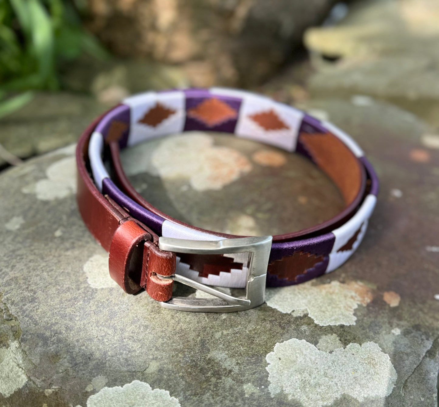HS#0032 Polo Belt 110cm Purple/White