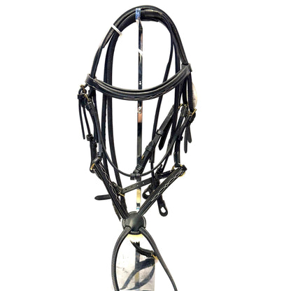 HS#0117 Cob Black Grackle Bridle With Rubber Reins