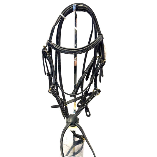 HS#0117 Cob Black Grackle Bridle With Rubber Reins