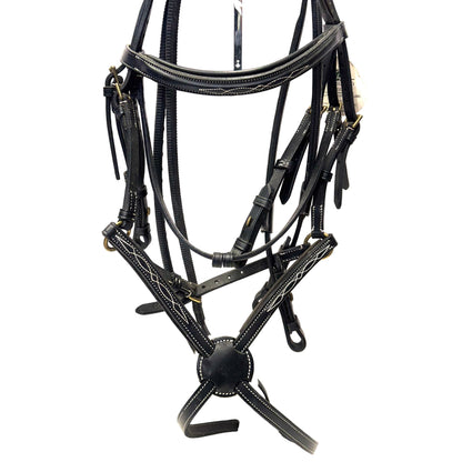 HS#0117 Cob Black Grackle Bridle With Rubber Reins