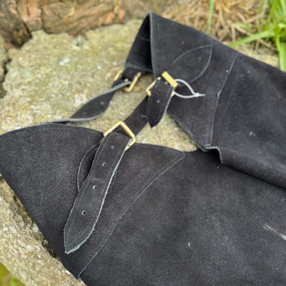 HS#0085 Black Suede Leather Full Chaps XS