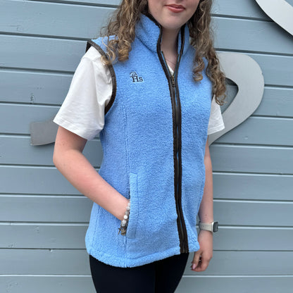 New Holmestead Sky Blue & Cream Teddy Gilet-Girl's