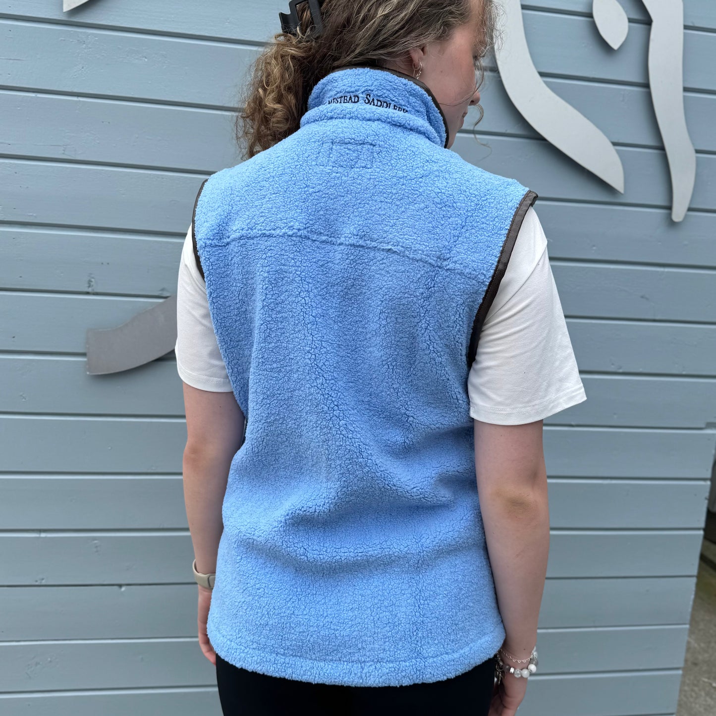 New Holmestead Sky Blue & Cream Teddy Gilet-Girl's