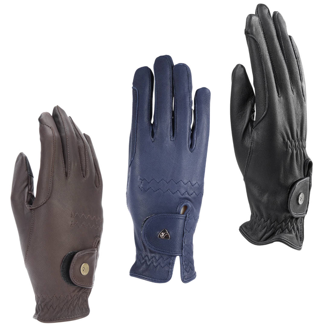 Shires Aubrion Estade Leather Riding Gloves-Adults