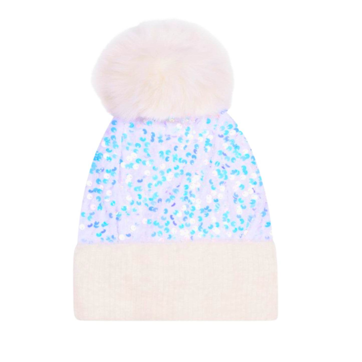 Glitter Sequence Pom Pom Beanie