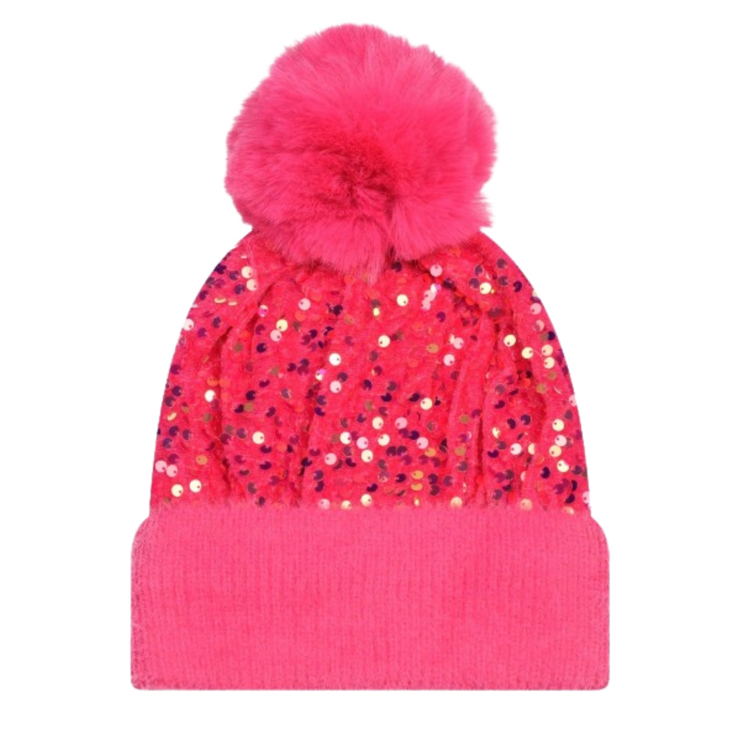 Glitter Sequence Pom Pom Beanie