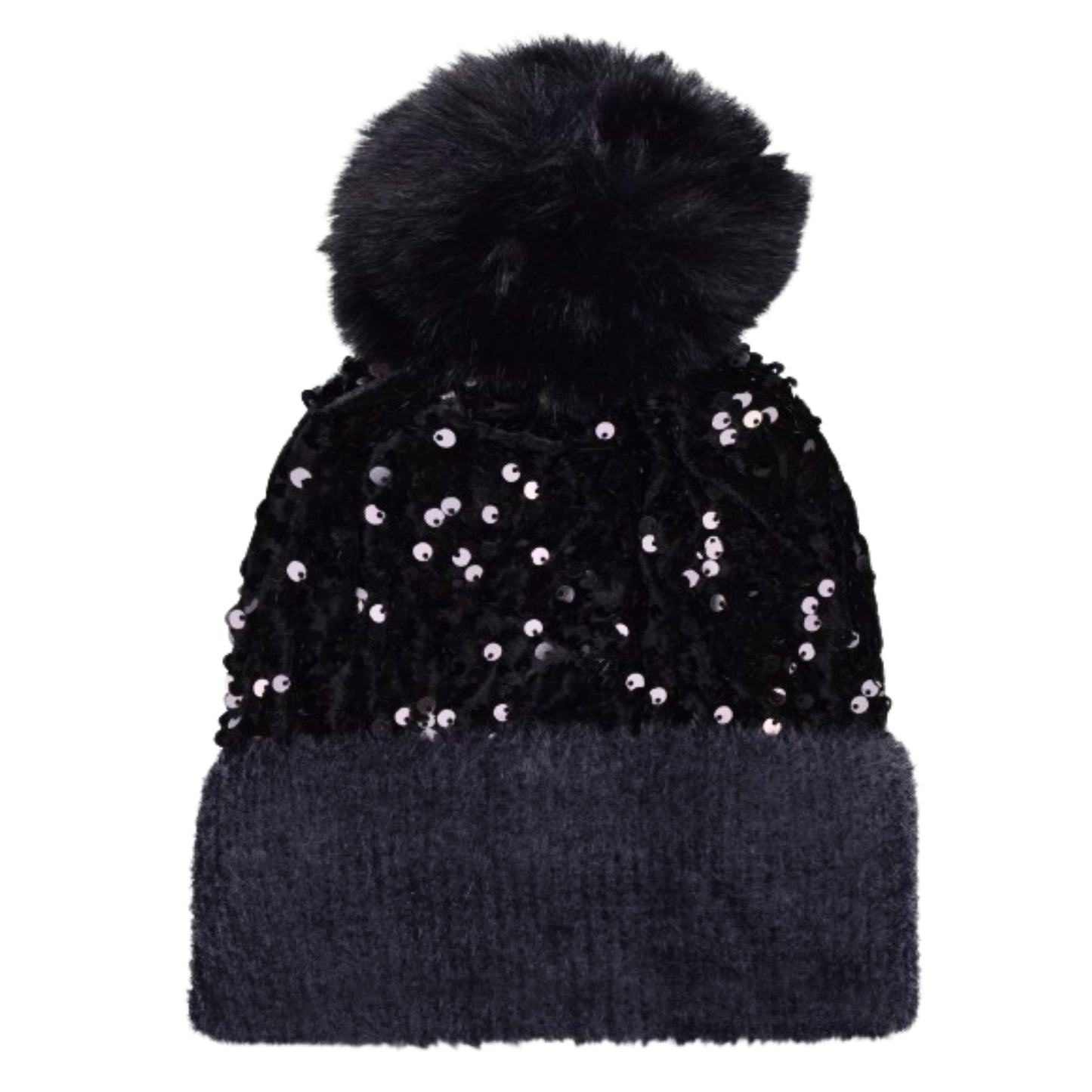 Glitter Sequence Pom Pom Beanie