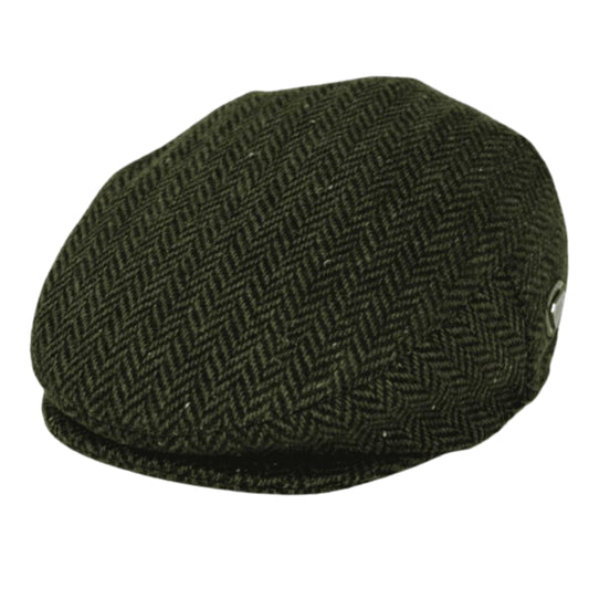 Herringbone Newsboy Flat Cap - Green
