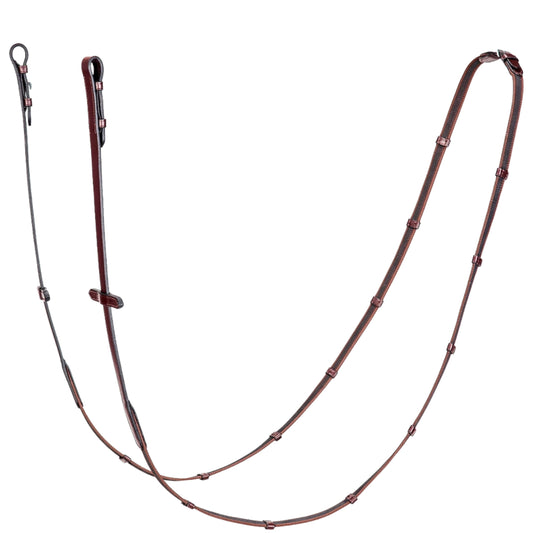 Equiline Leather Antislip Reins With 7 Leather Stops & Martingale Stopper