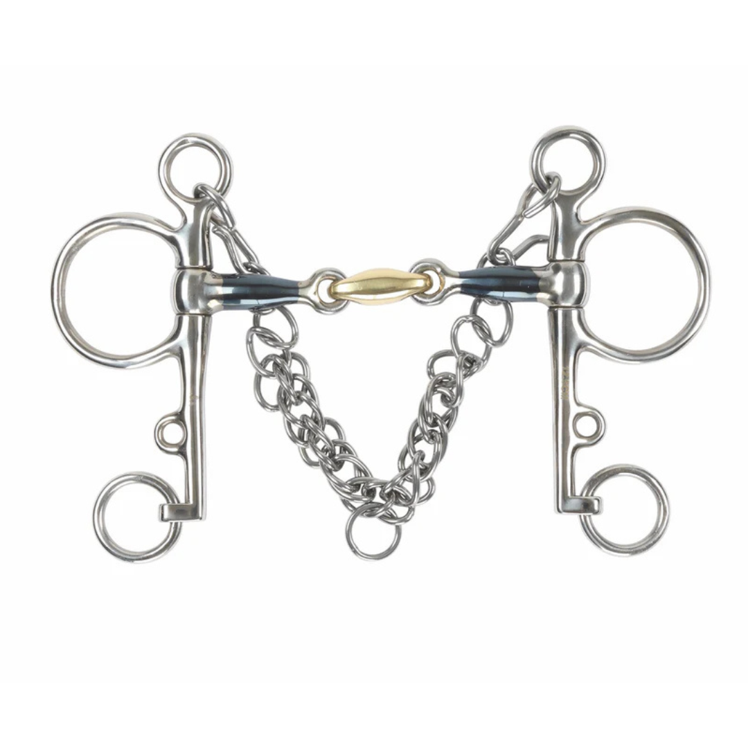 5312 Shires Blue Sweet Iron Pelham With Brass Lozenge