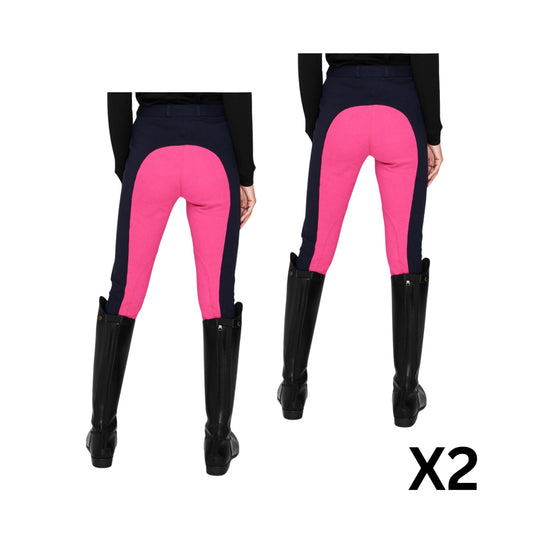 HS#0098 Requisite UK10 Ladies Jodhpurs Navy/Pink x2